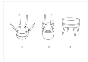 Sgabello Paris Ø35x40,5 cm in Legno Spugna Metallo e Poliestere Crema Nero e Oro