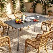 Tavolo da Giardino per 6 Persone in Acciaio Grigio 150x80x74 cm