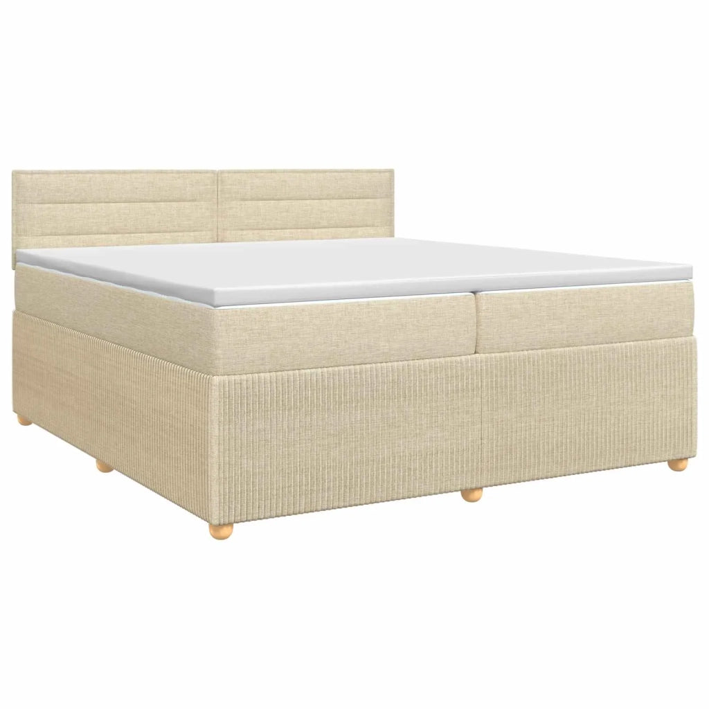 Letto box spring con materasso Crema 200 x 200 cm Tessuto 3451543