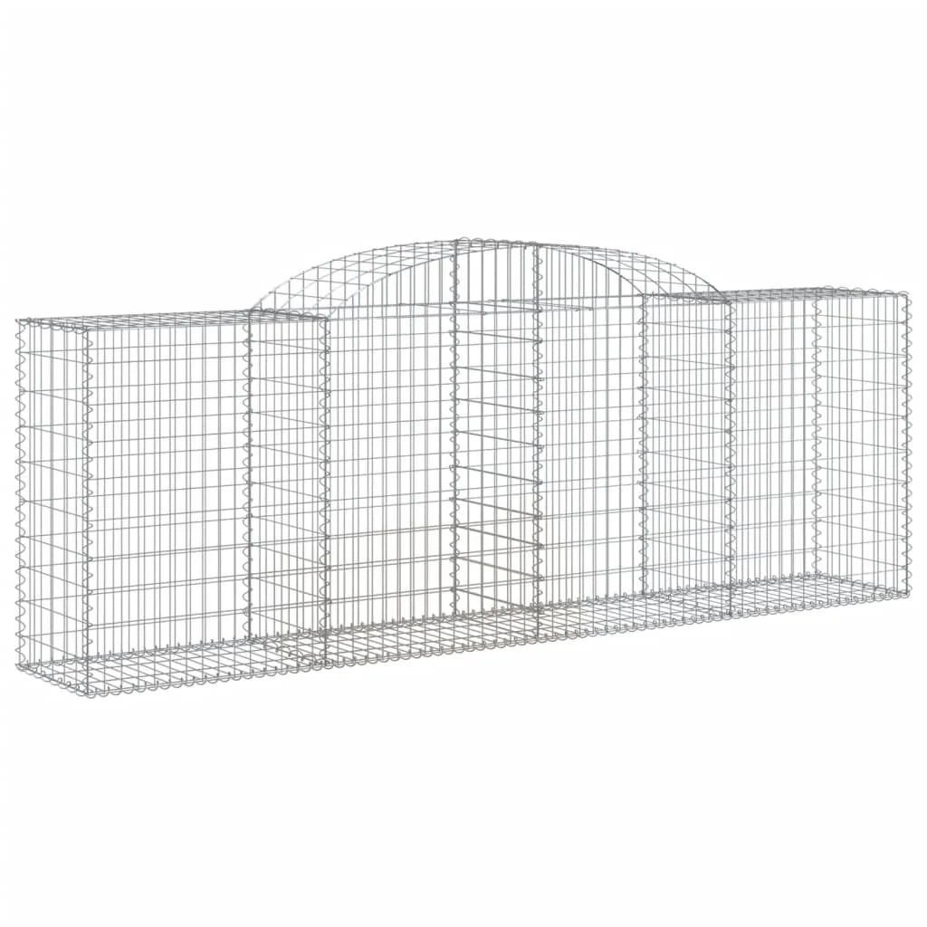 Cestini gabbioni recinzione a gabbia muro di contenimento ad arco 11 pezzi 300 x 50 x 100/120 cm ferro zincato argento 02_0040345