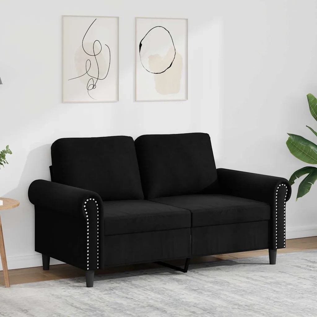 Divano | Divano da soggiorno | Sofa a 2 Posti Nero 120 cm in Velluto