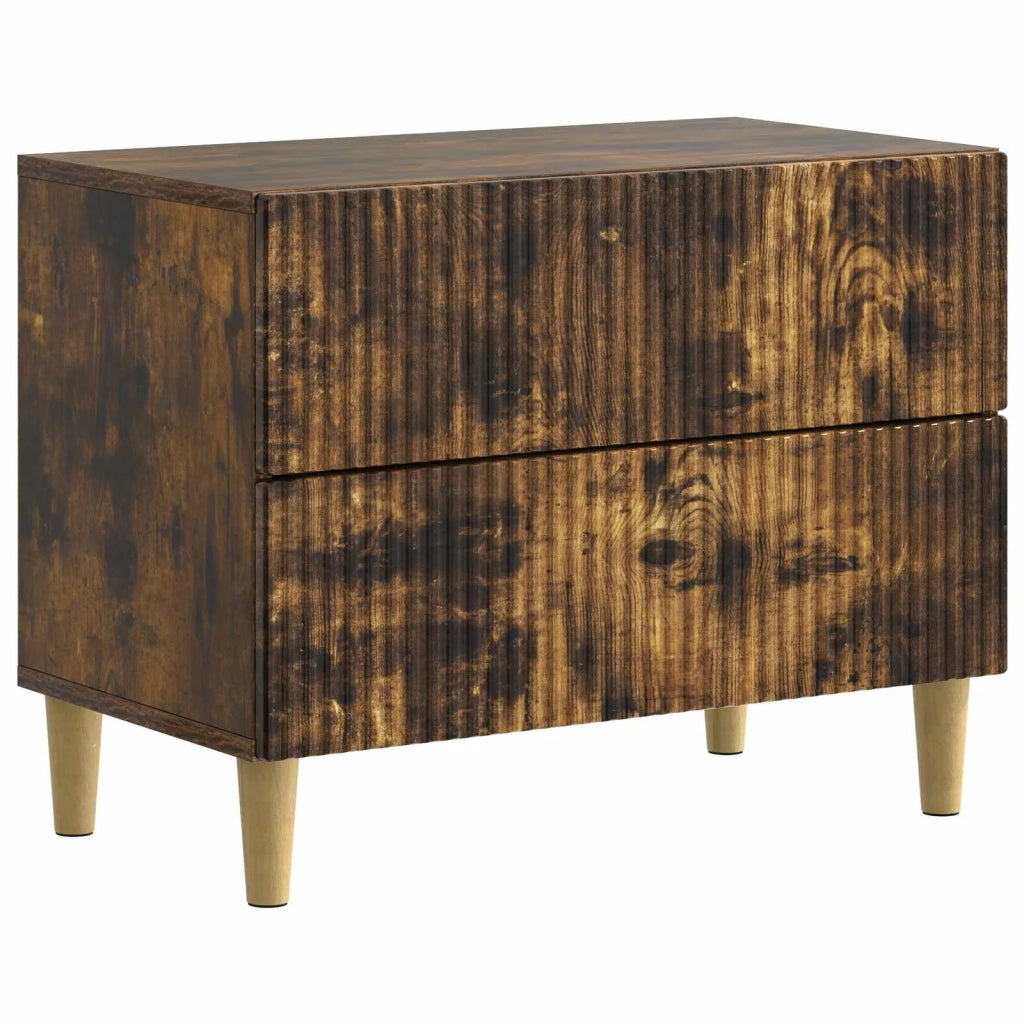 Comodino | Armadio da Notte | Mobiletto da notte con cassetto Rovere Fumo 62 x 34,5 x 48 cm
