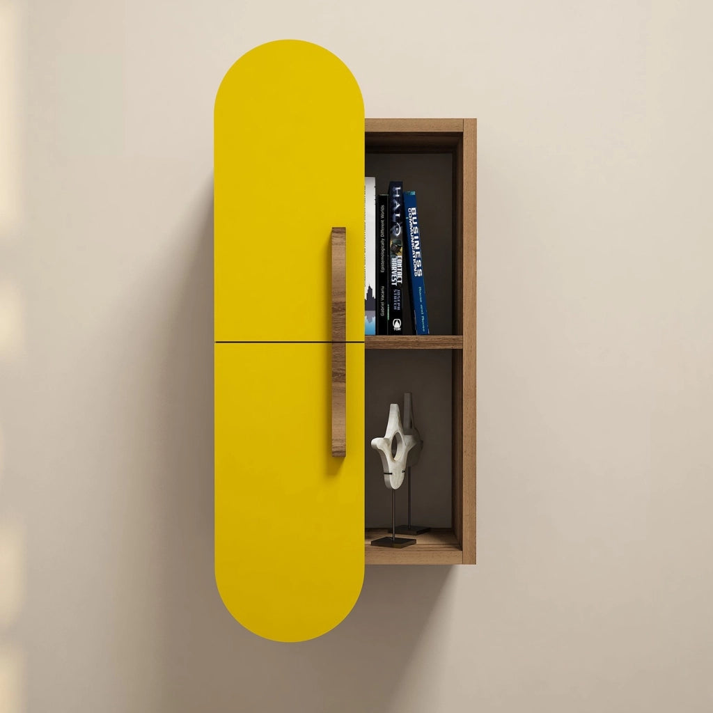 Mensola da parete in legno "Rose" - 35 x 22 x 60 cm - NoceGiallo