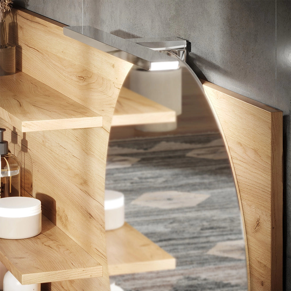Vicco Specchio con mensola Rovere 120 x 50 cm con 3 scomparti aperti