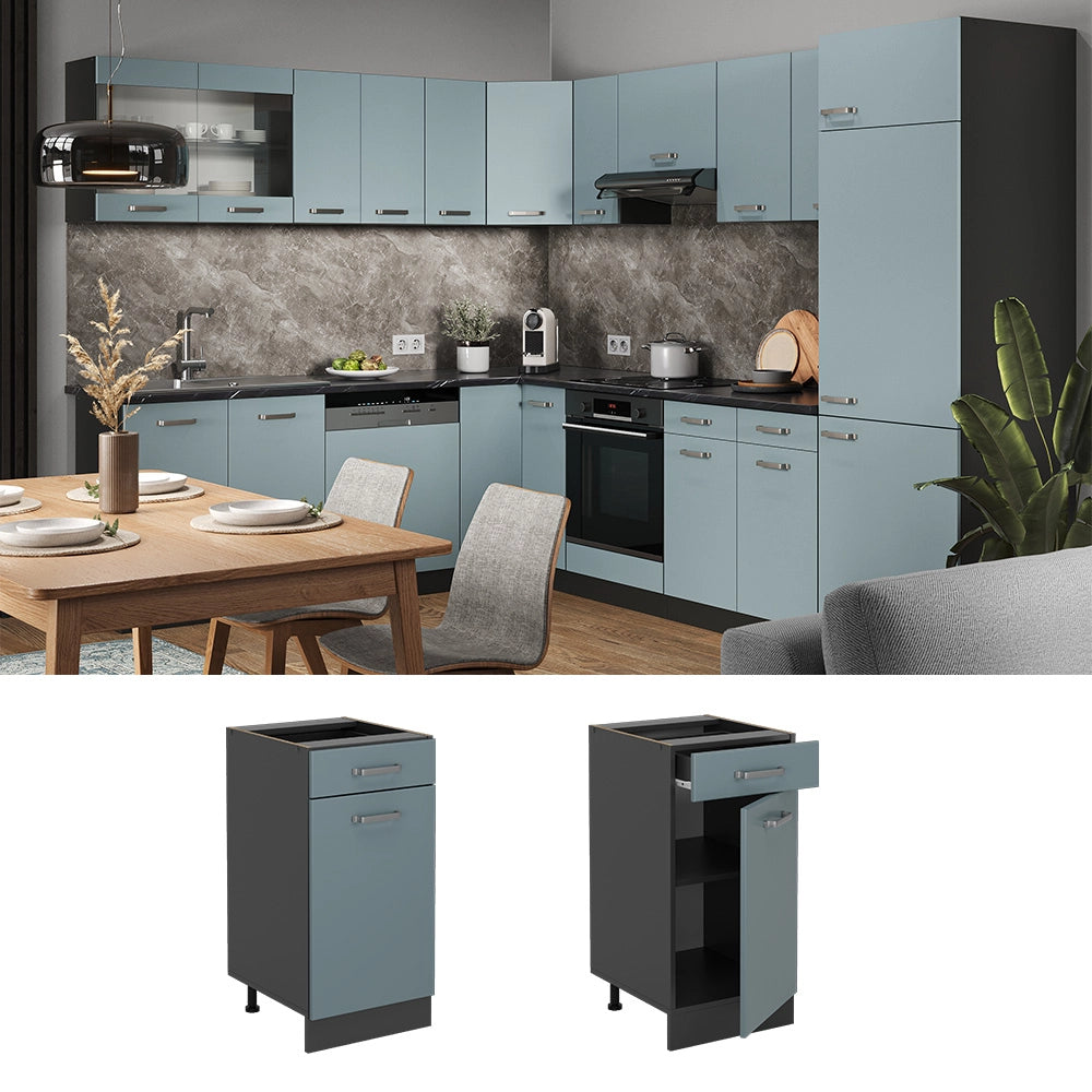 Vicco Mobiletto base per cucina Grigio-blu 40 cm senza piano di lavoro