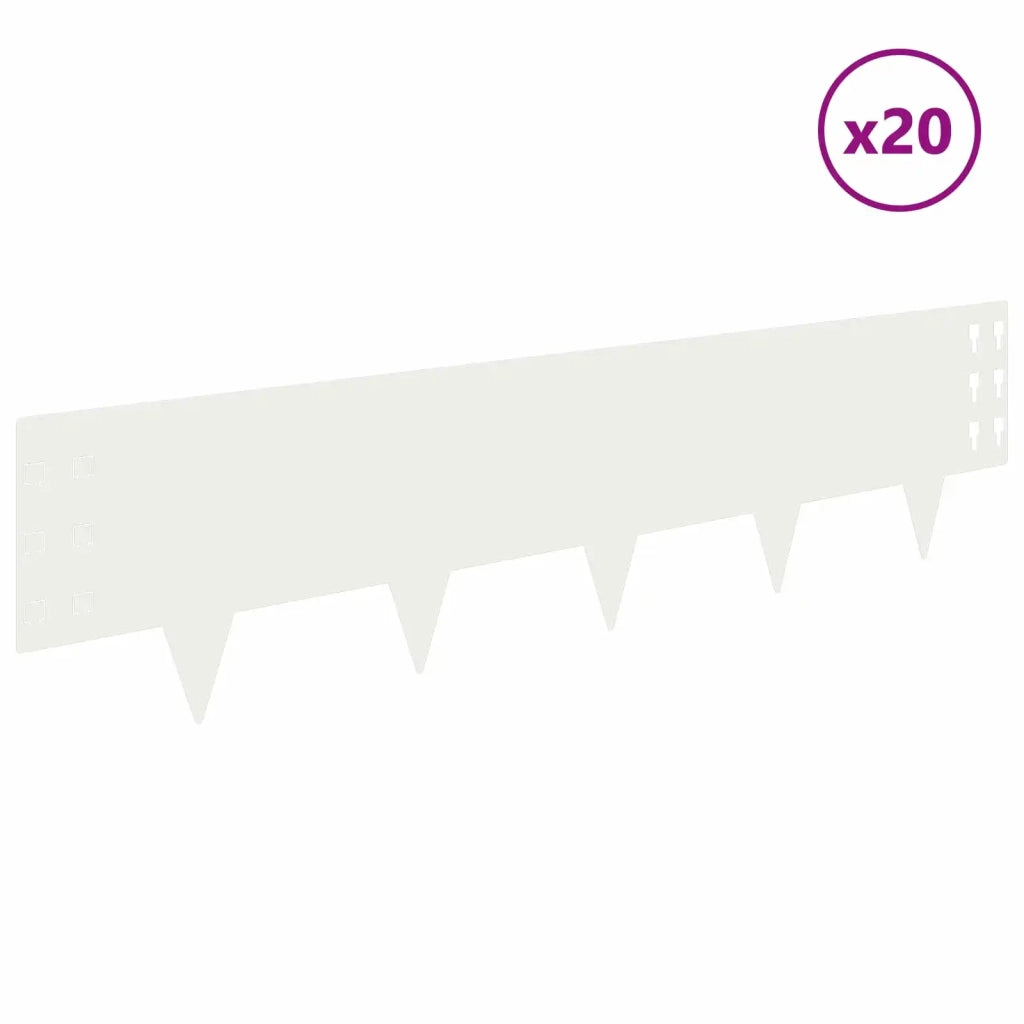 Bordura per Prato 20 pcs 100 x 25 cm Acciaio Bianco 8008606