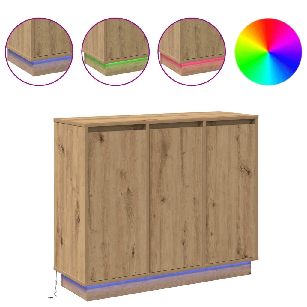 Credenza | Madia LED Rovere artigianale 90 x 32 x 75 cm Legno multistrato
