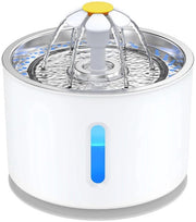 Fonte d'acqua per gatti 2,4L, idrofonica silenziosa con illuminazione LED - sistema di filtraggio a quattro stadi, tre impostazioni di flusso d'acqua, quattro filtri attivi di carbone attivo