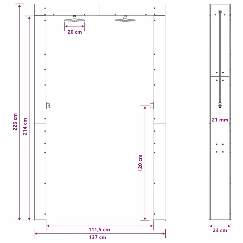 Doccia da esterno Naturale 137 x 23 x 226 cm CFW3712875