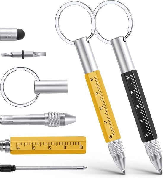 Pen multifunzionale con chiusura a chiave - Regalo per il Papà - Gadget per uomo - Nero Giallo