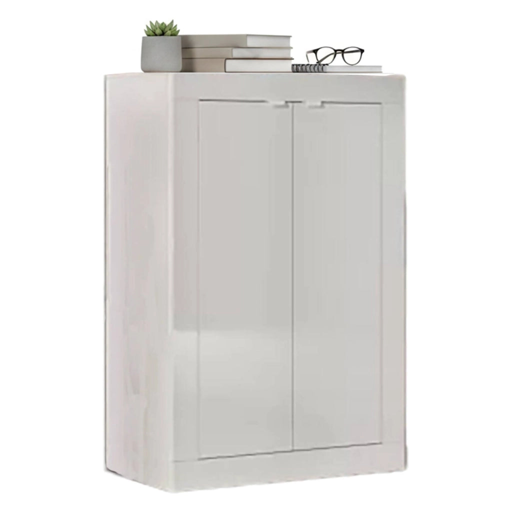 Armadio multiuso 2 ante Bienvenu, Mobile multifunzionale, Mobiletto scarpiera, Guardaroba porta scarpe, Made in Italy, 78x35 h113 cm, Bianco