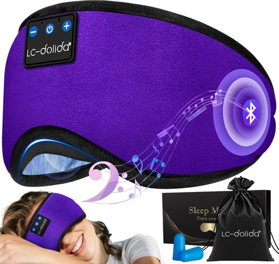 Slaapmasker con Cuffie Bluetooth in Tinta Nera, 6A, Felpa di Cotone, Comfortevole, Respirante, Senza Fili, Oogmasker Bluetooth con Altoparlanti Stereo Ultradunni, Ideale per Viaggi, Relax e Regali per Uomo e Donna