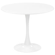 Tavolo da pranzo rotondo bianco da 90 cm con base in metallo da cucina a 4 posti