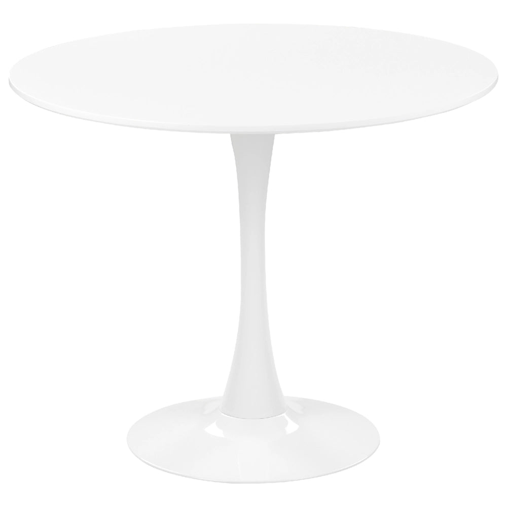 Tavolo da pranzo rotondo bianco da 90 cm con base in metallo da cucina a 4 posti