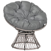 Poltrona a dondolo rotante in rattan grigio ¨C zephmum ¨C 97x87x86 cm