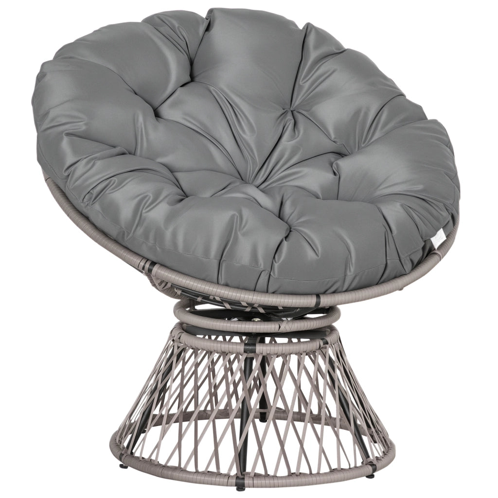 Poltrona a dondolo rotante in rattan grigio ¨C zephmum ¨C 97x87x86 cm