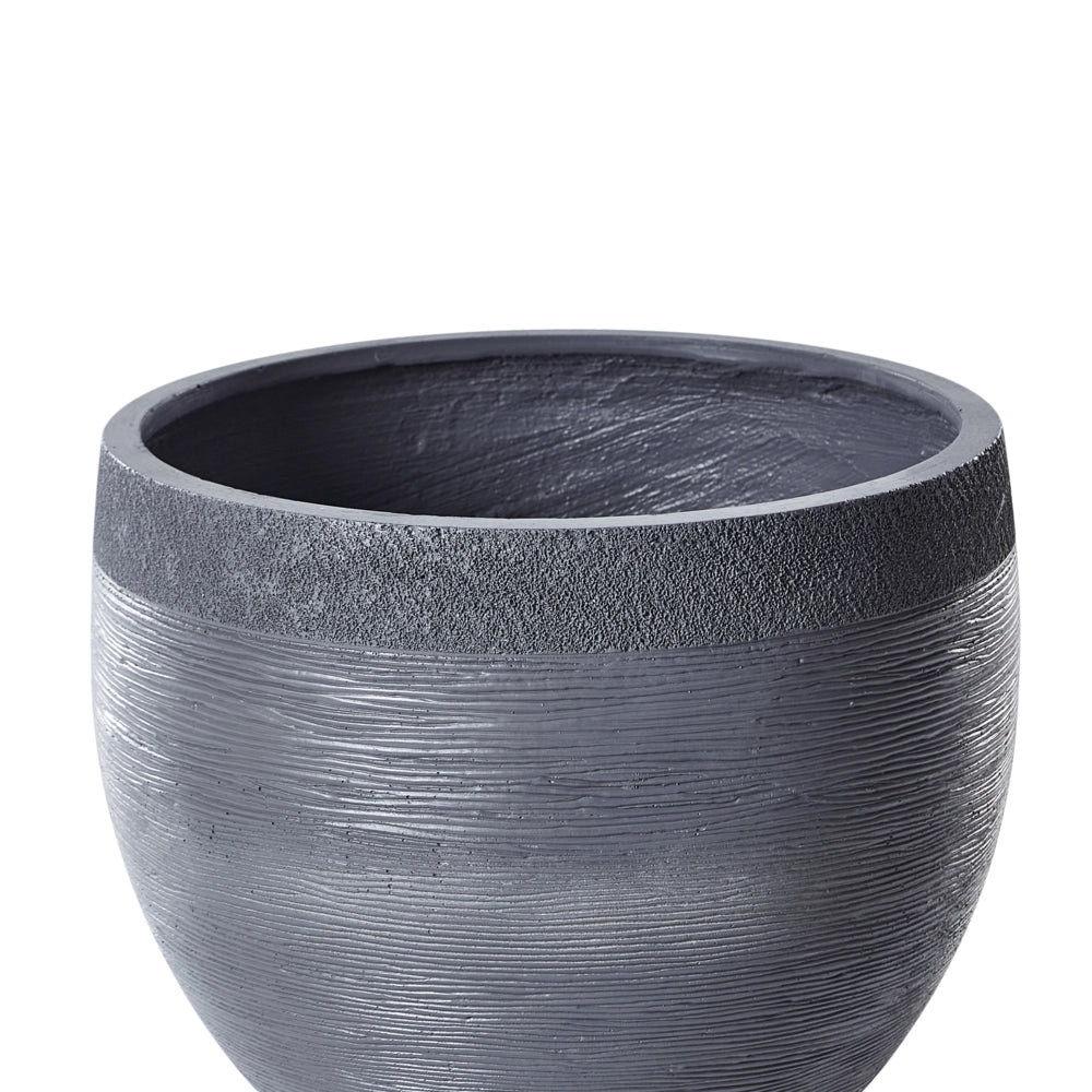 Vaso tondo in fibra di argilla e pietra grigia 50 x 50 x 39 cm interni esterni giardino terrazzo