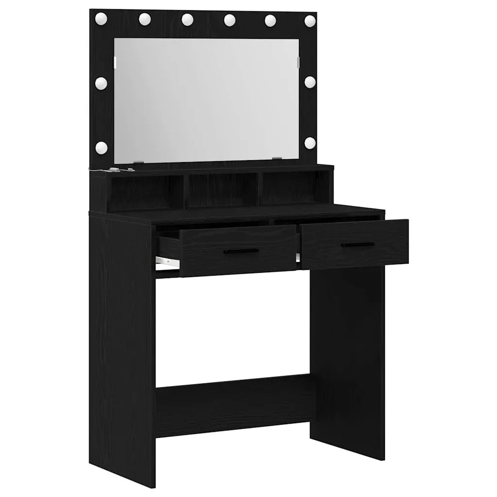 Tavolo da Trucco Rovere Nero 79 x 41 x 135 cm Legno multistrato 865083