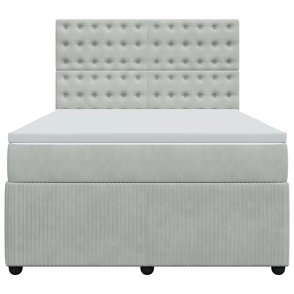 Giroletto a Molle con Materasso Grigio Chiaro 140x200cm Velluto 3292370