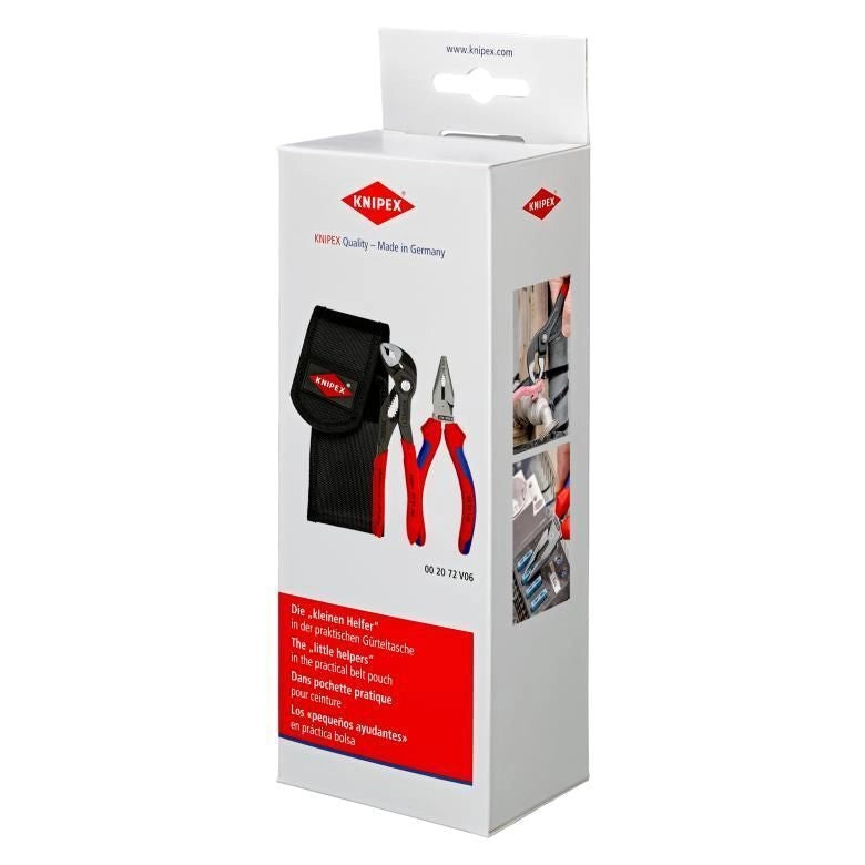 Knipex 00 20 72 V06 Set di pinze 2 pezzi con pinza universale a punta e pinza regolabile Mini Cobra custodia per cintura colore Nero