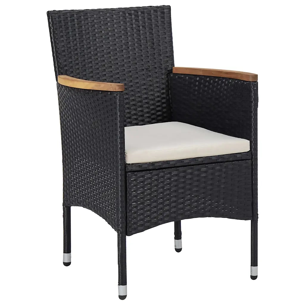 Set da Pranzo da Giardino 5 pz Nero in Polyrattan e Acacia 46169