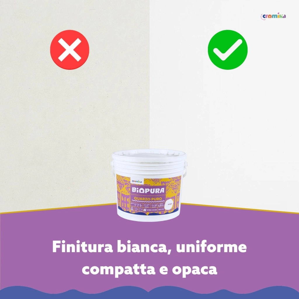 Pittura murale quarzo puro interni esterni finitura opaca linea biopura cromika *** formato 2.5 lt, confezione 1