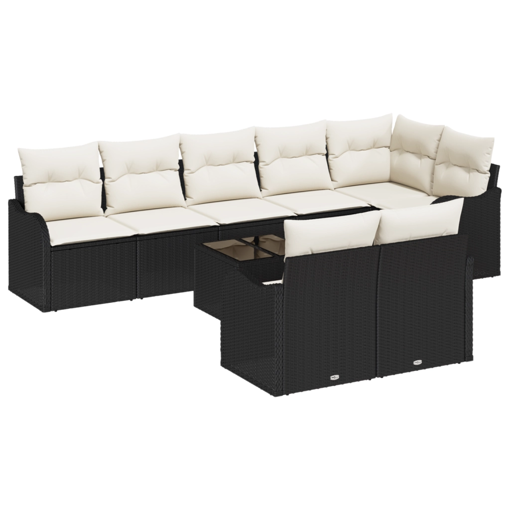 Set divano da giardino da 8 pezzi con cuscini in polyrattan marrone