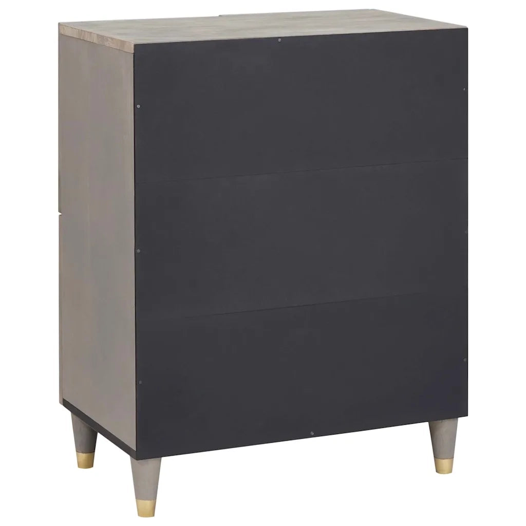 Credenza-Buffet-Armadio da cucina Grigio e Oro 60 x 33 x 75 cm Legno di mango massello 191432