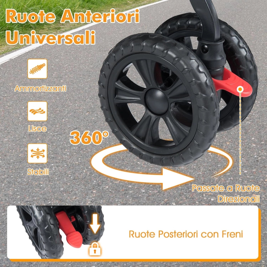 Passeggino Doppio per Cani, Carrozzina Pieghevole a 2 Posti con Tettuccio Regolabile, Cuscino Rimovibile, Cintura di Sicurezza, Cestino e 4 Ruote, Passeggino per 2 Cuccioli e Gatti (Nero)