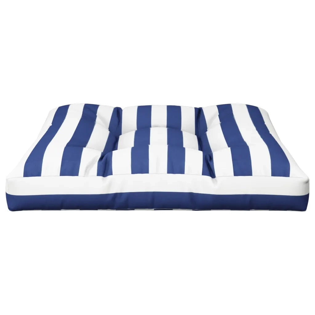 Cuscino per Pallet Strisce Bianche e Blu 70x70x12 cm in Tessuto 360484