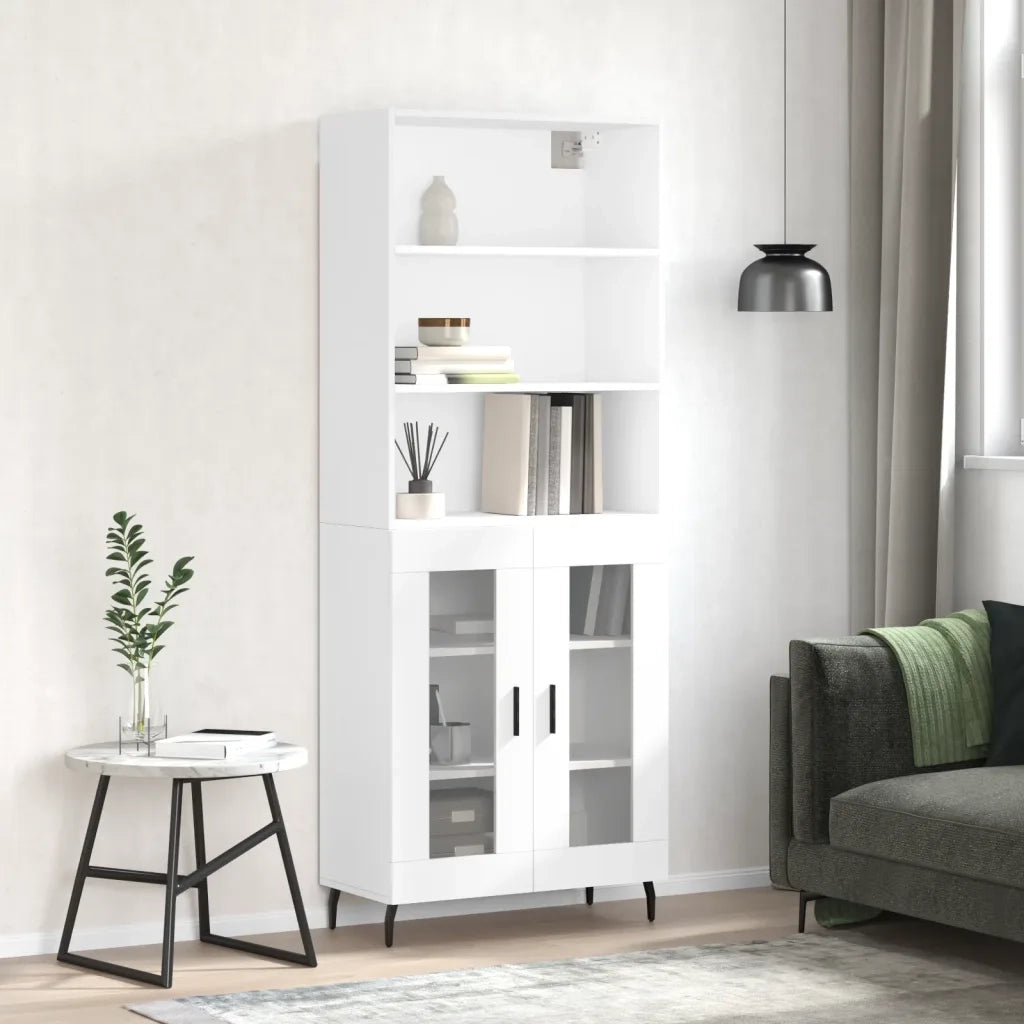 Credenza | Madia | Buffet da pranzo | Armadio da pranzo Bianca 69,5x34x180 cm in Legno Multistrato