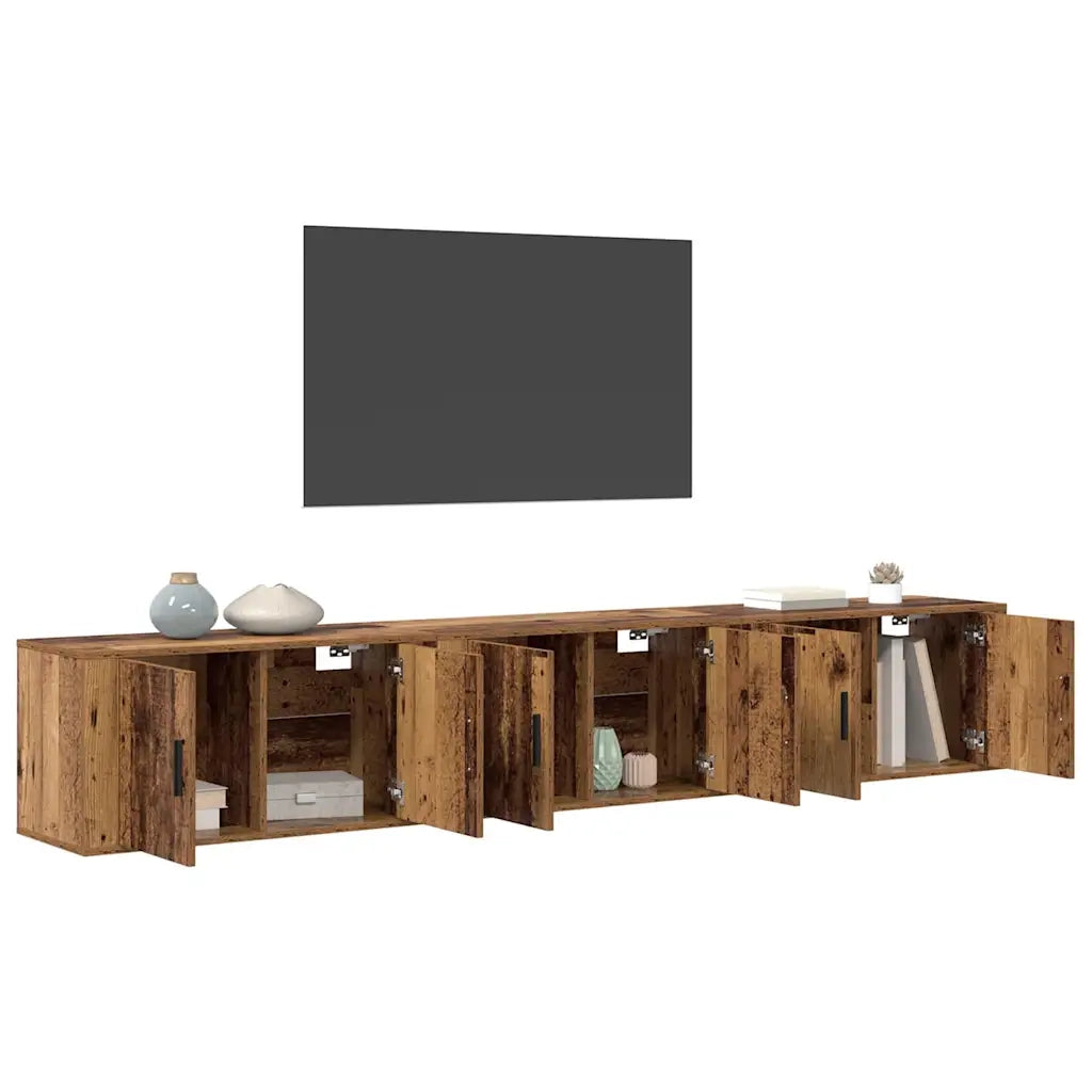 Set Mobile TV da Parete 3 pz-Credenza per TV Legno vecchio 80 x 34,5 x 40 cm