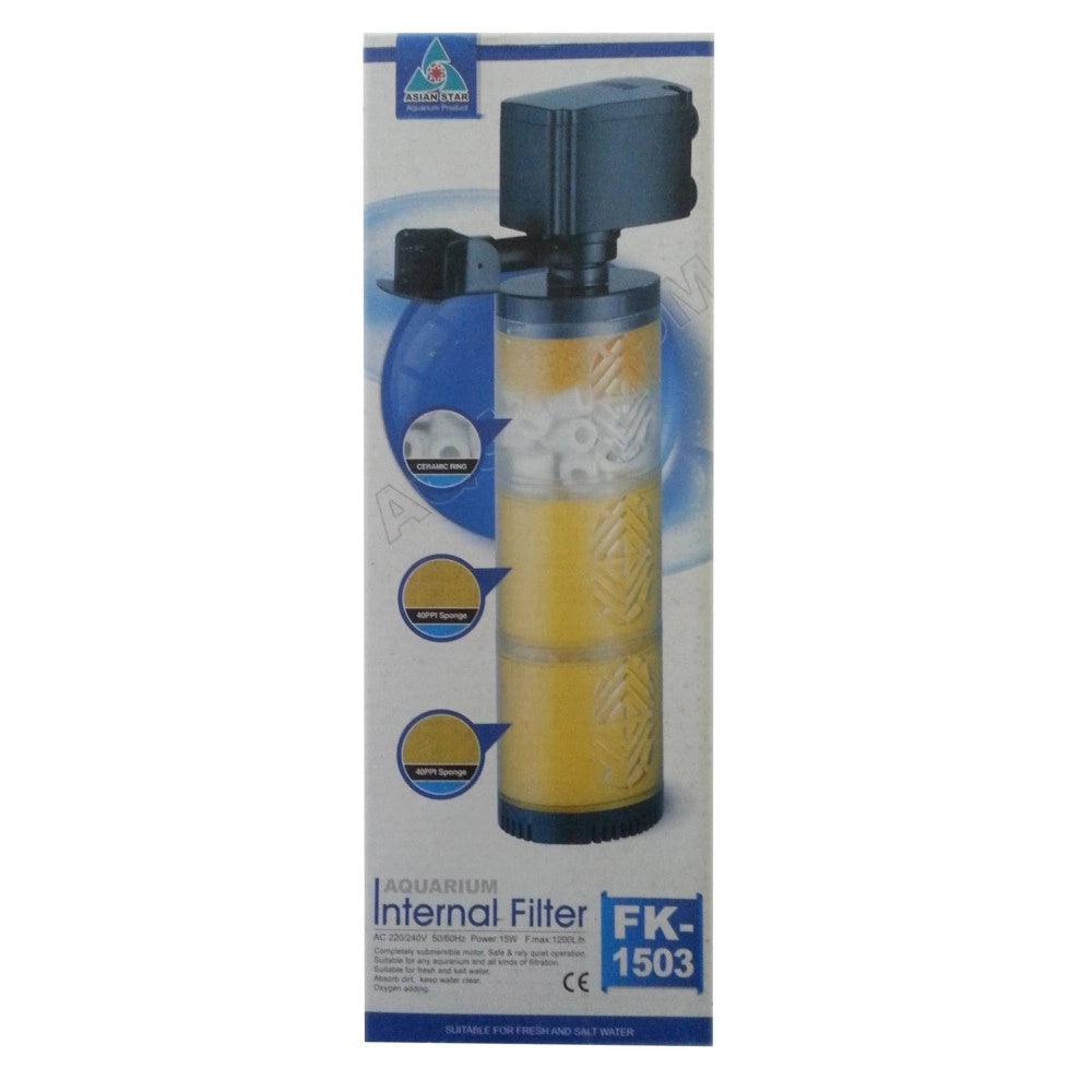 Trade Shop - Fitro Interno Per Acquario Pesci Tartarughe 3 Stadi Filtro 1200l/h 15w Fk-1503 -