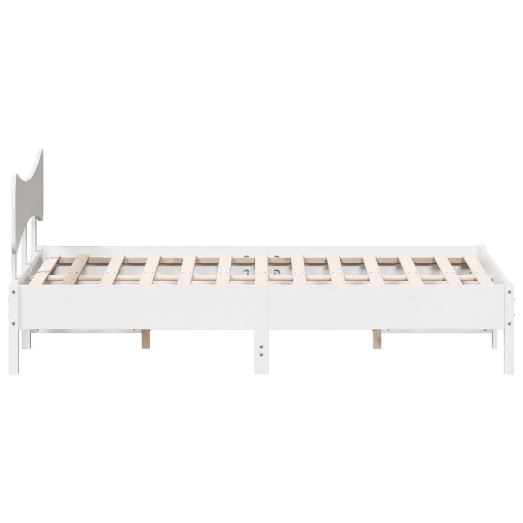Letto matrimoniale | Letto per adulti | Giroletto senza Materasso Bianco 120x190 cm Legno Massello Pino
