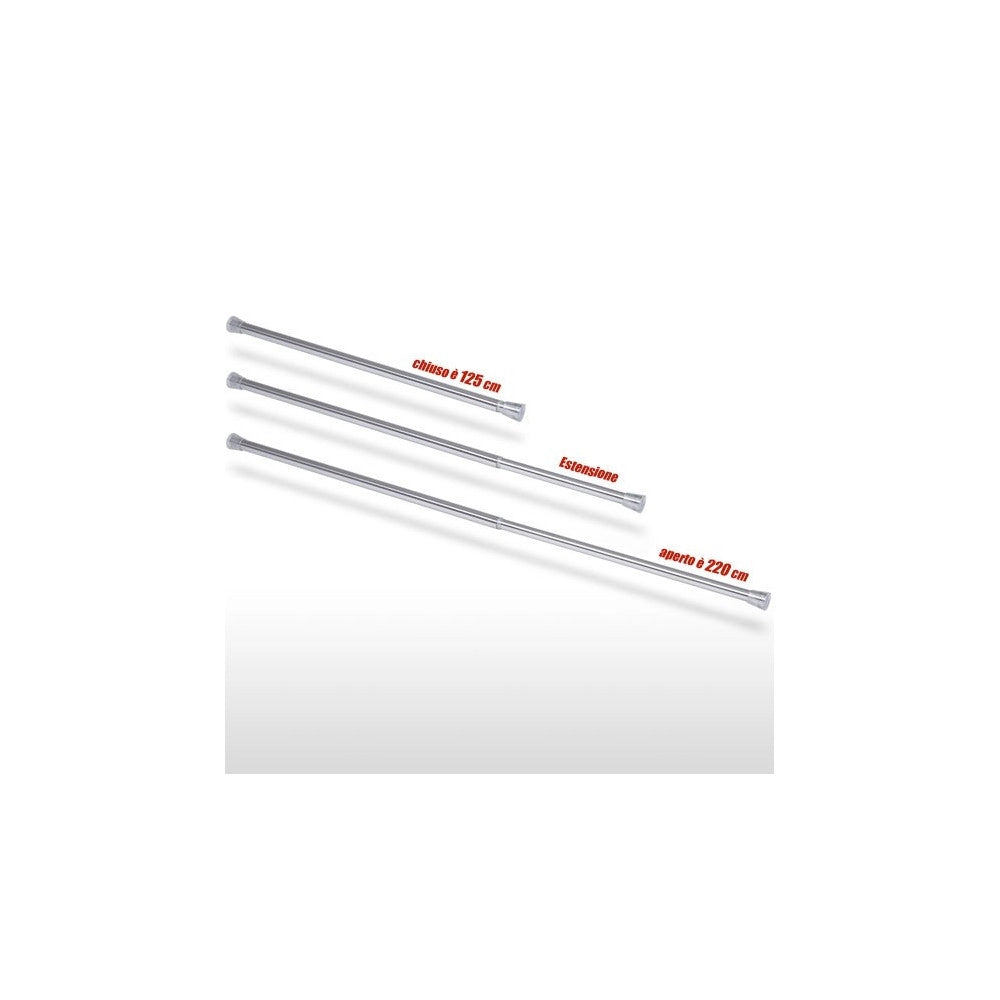 Trade Shop - Barra Telescopica Per Tenda Da Doccia 125 Cm Fino A 220 Cm Alluminio Cromato -