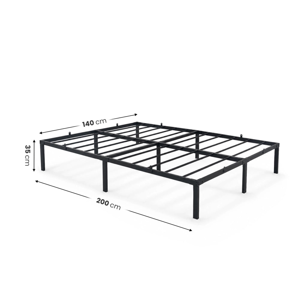 Struttura Letto Pieghevole in Metallo Rete a Doghe 140x200 cm Nero Letto per Ospiti 9 Gambe 20 Doghe