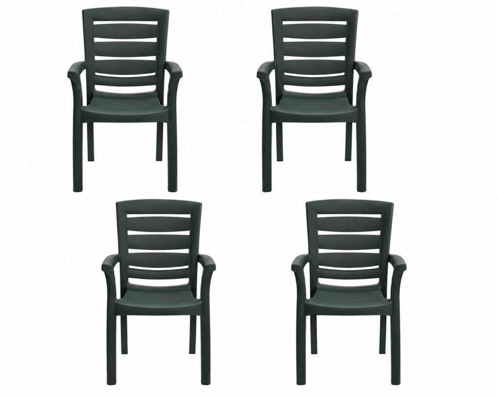 IGAP Set 4 Poltrone Maxy Amazon con Braccioli in Polipropilene 59x64x90 cm Impilabili Antracite