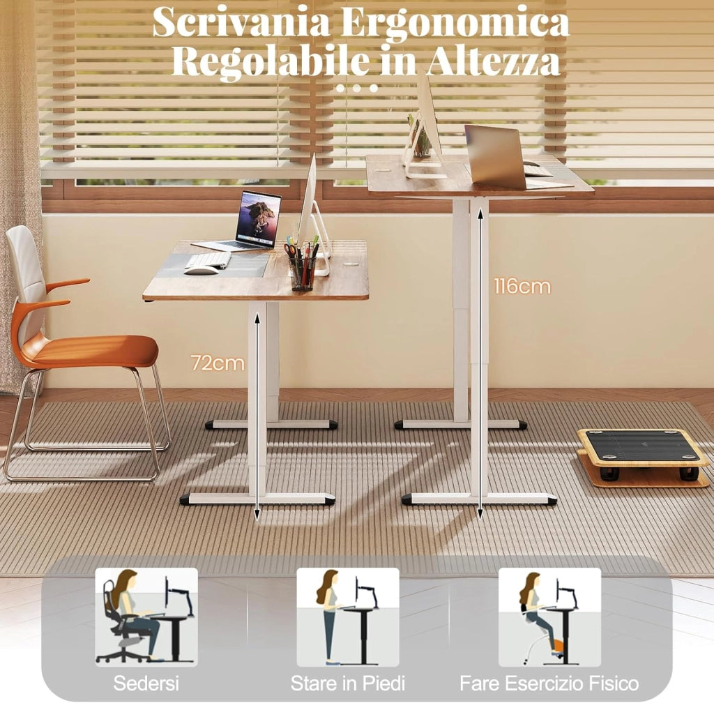 Scrivania Elettrica Regolabile in Altezza 140 x 70 cm, Scrivania per Computer con Memoria delle Altezze, Foro per Cavi, Design Anti-Collisione, Ideale per Ufficio e Casa (Legno Chiaro)