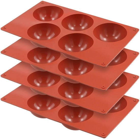 Set di Muffinere in Silicone da 4 - Forme a Metà - Forme a Cupola di Cioccolato - Decorazioni per Torta - Forme per Pudding - 5 Cavità per Muffiniera - Cottura per Torta