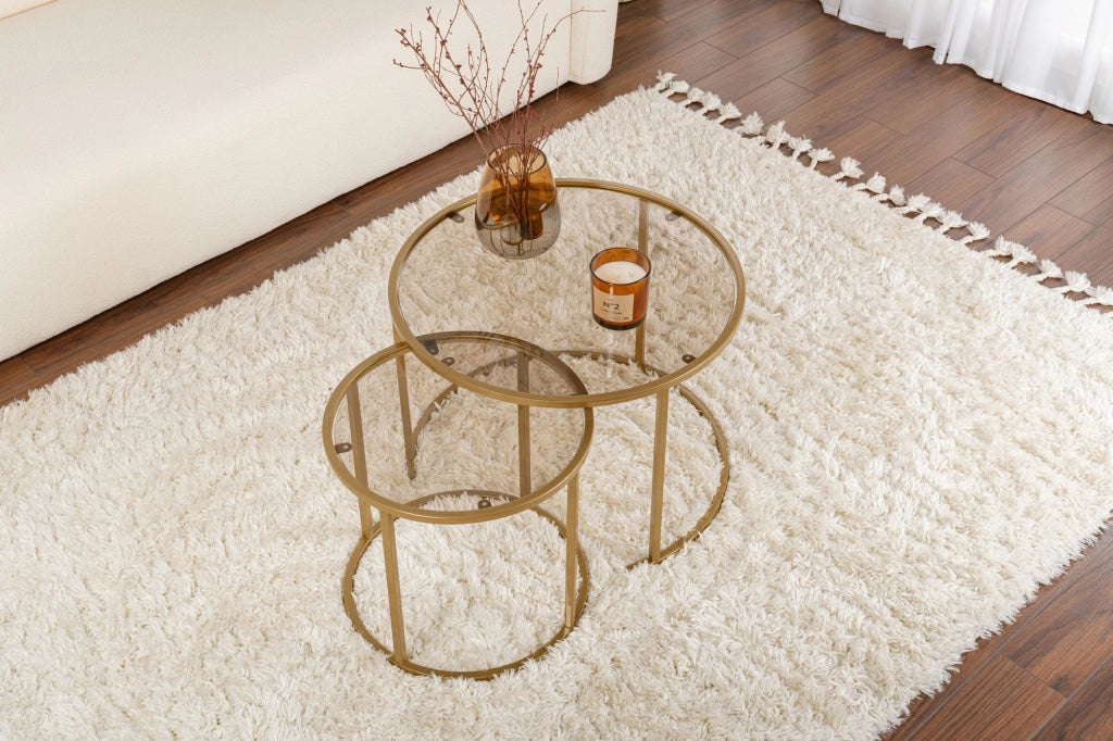 Set di tavolini in metallo "Aurum" - 42 x 42 x 39 cm - Oro Bronzo