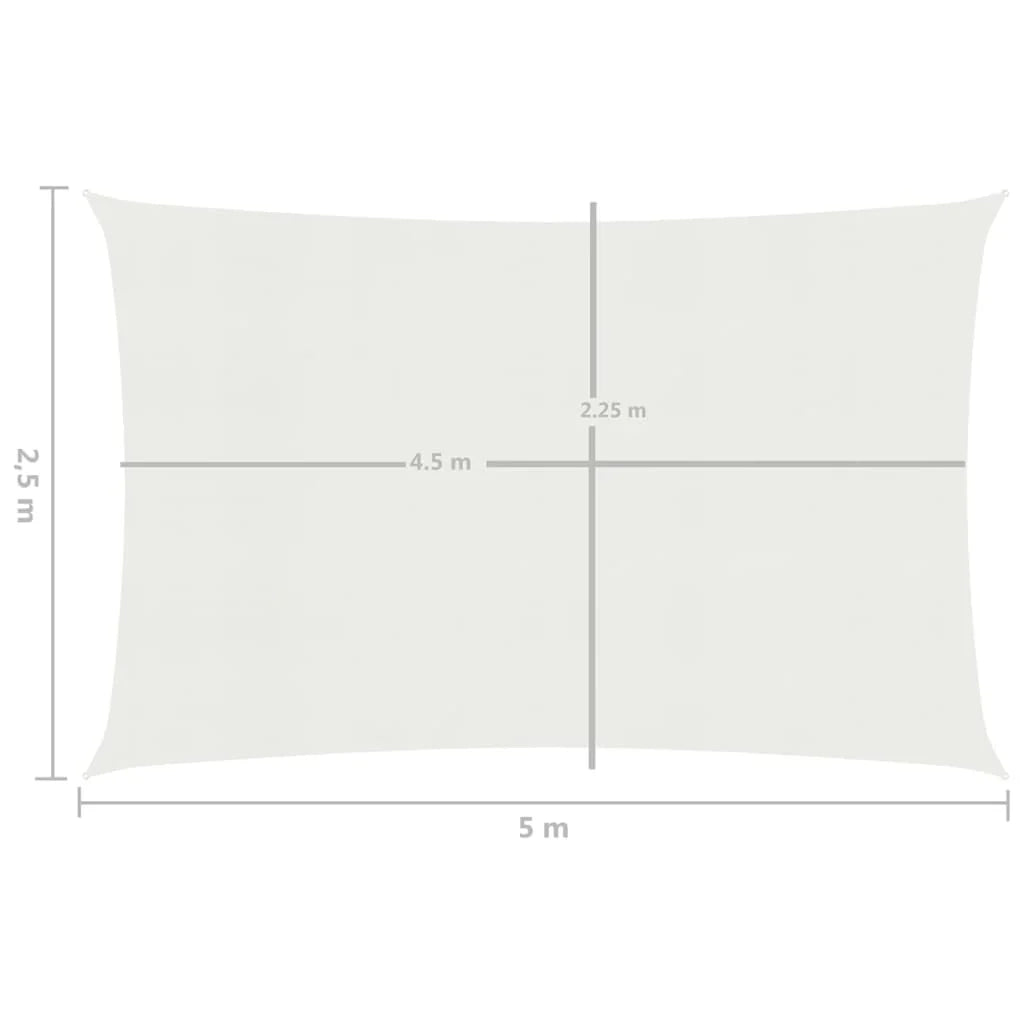 Vela ombreggiante/ombrellone 160 g/m² 2,5 x 5 m HDPE bianco 02_0009003