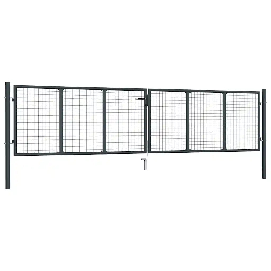 Cancello da Giardino in Rete di Acciaio Zincato 400x100 cm Grigio 145777