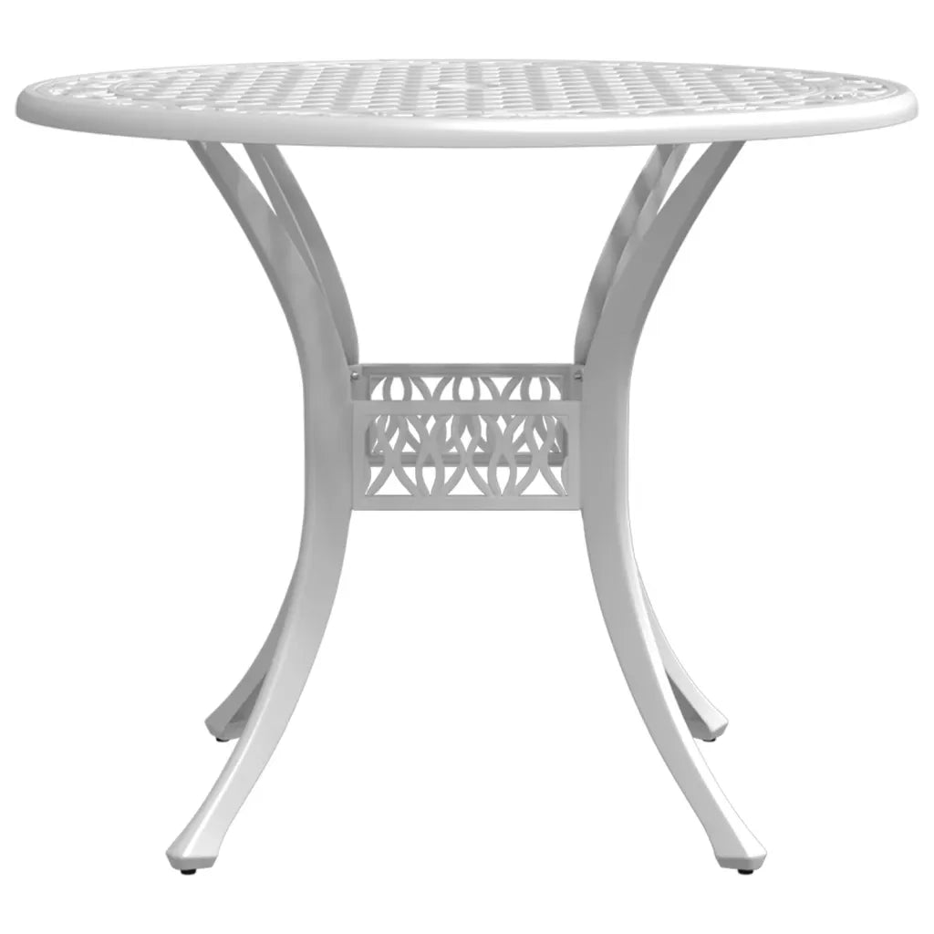 Tavolo da Giardino Bianco Ã˜90x75 cm in Alluminio Pressofuso