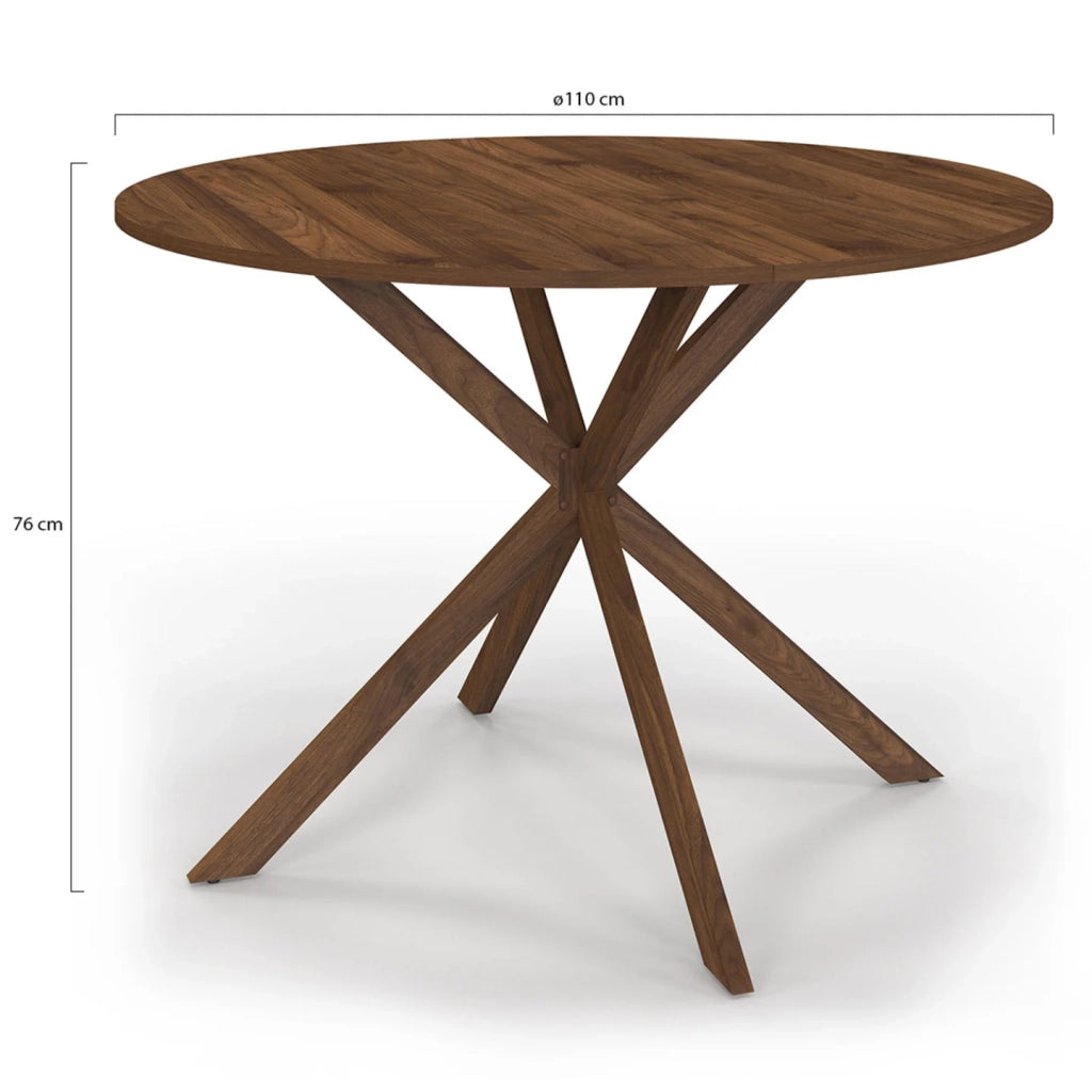 IDMarket - ALIX Tavolo da pranzo rotondo per 6 persone, gamba a ragno, noce 110 cm