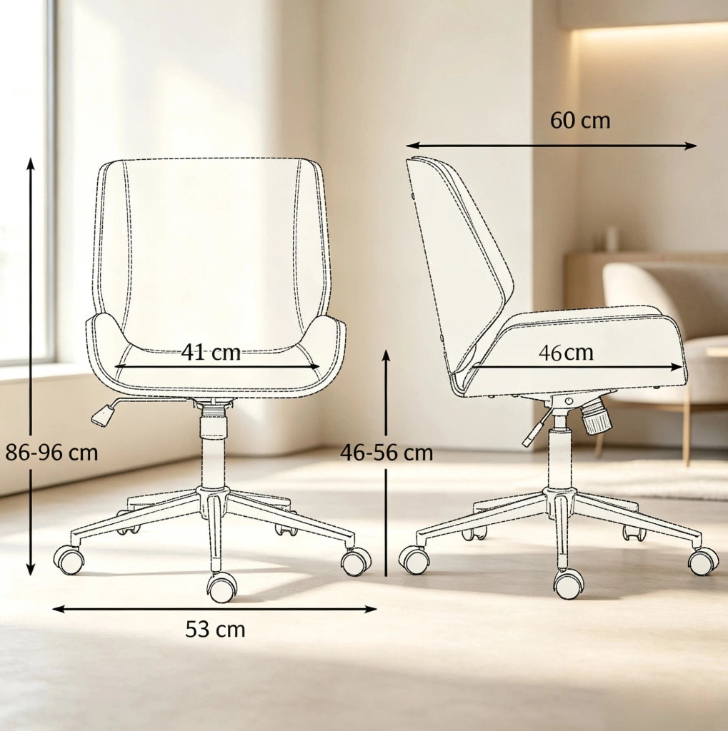 Sedia da ufficio 53x60x86-96 cm nera e marrone scuro, legno, regolabile