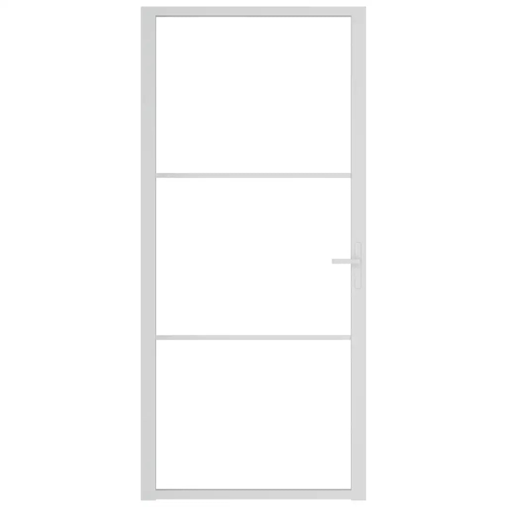 Porta Interna 93x201,5 cm Bianca in Vetro ESG e Alluminio 350570