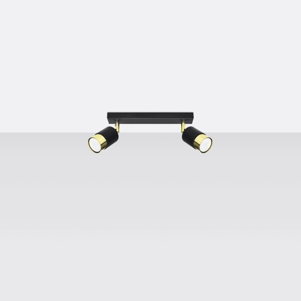 Faretto soffitto nero-oro barra doppia 2xGU10 Pure Lume