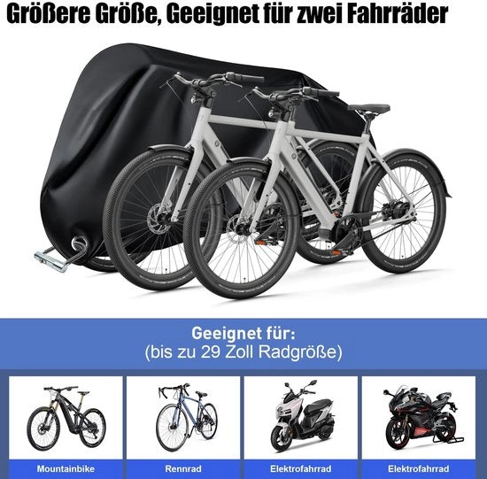 Garage per biciclette impermeabile - Ospita 2-3 biciclette - Copertura in tessuto 210D polyester - Protezione UV - Include sacchetto di stoccaggio - Dimensioni 208 x 112 x 100 cm