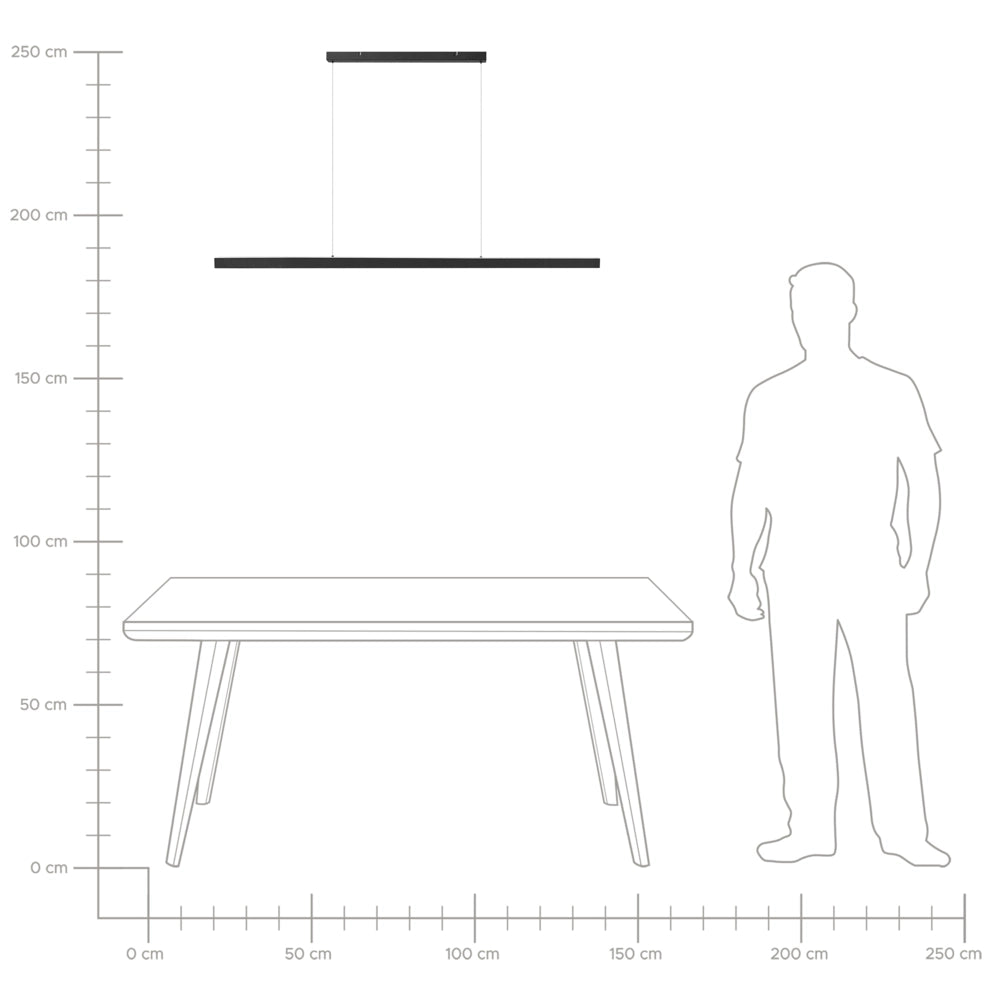 Lampada a sospensione lineare a LED in metallo nero 160 cm stile industriale forma minimalista