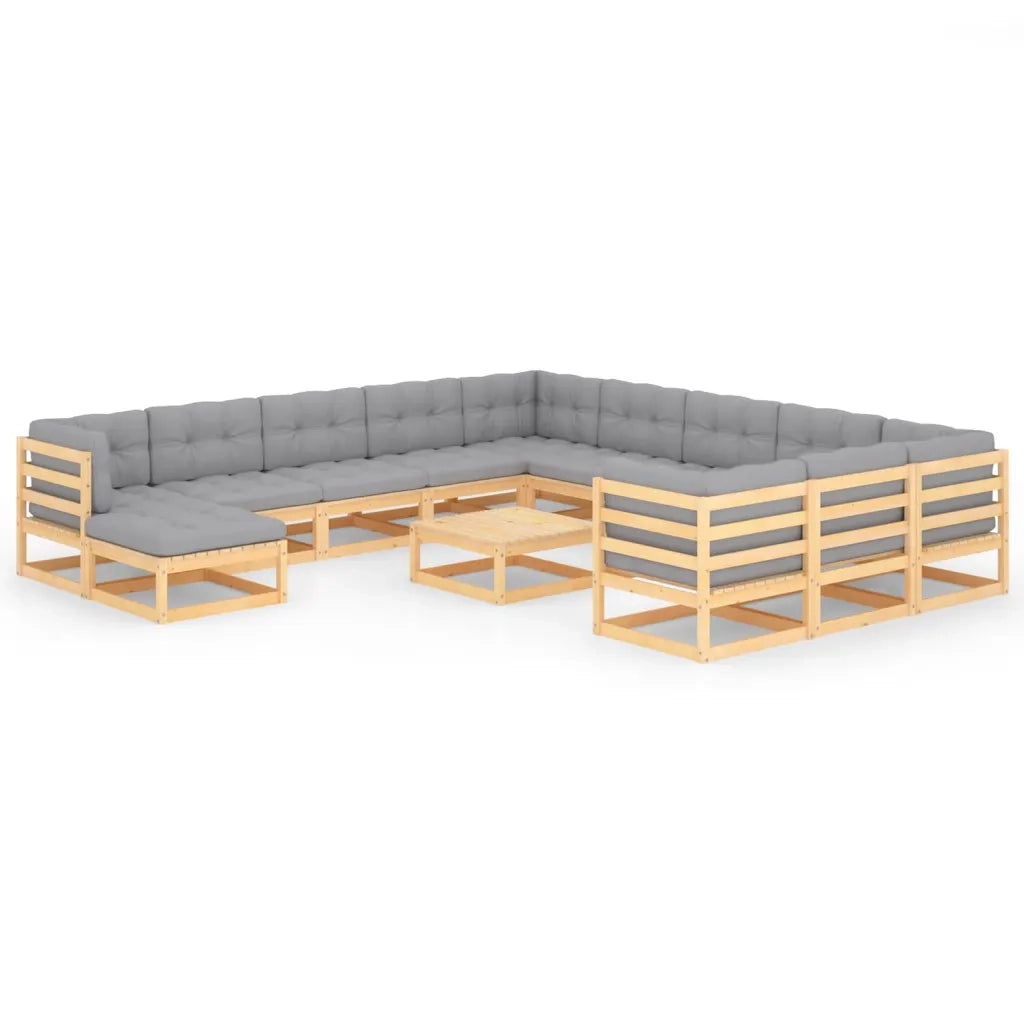 Set Divani da Giardino 13 pz con Cuscini Legno Massello di Pino cod mxl 44747